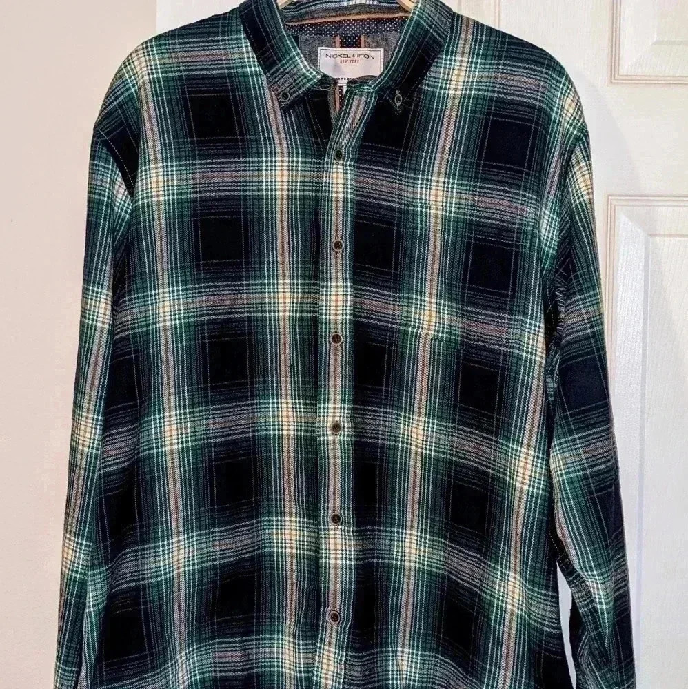 Nickel &‎ Iron New York Flannel Shirt Mens Long Sleeve Plaid Button Up Large